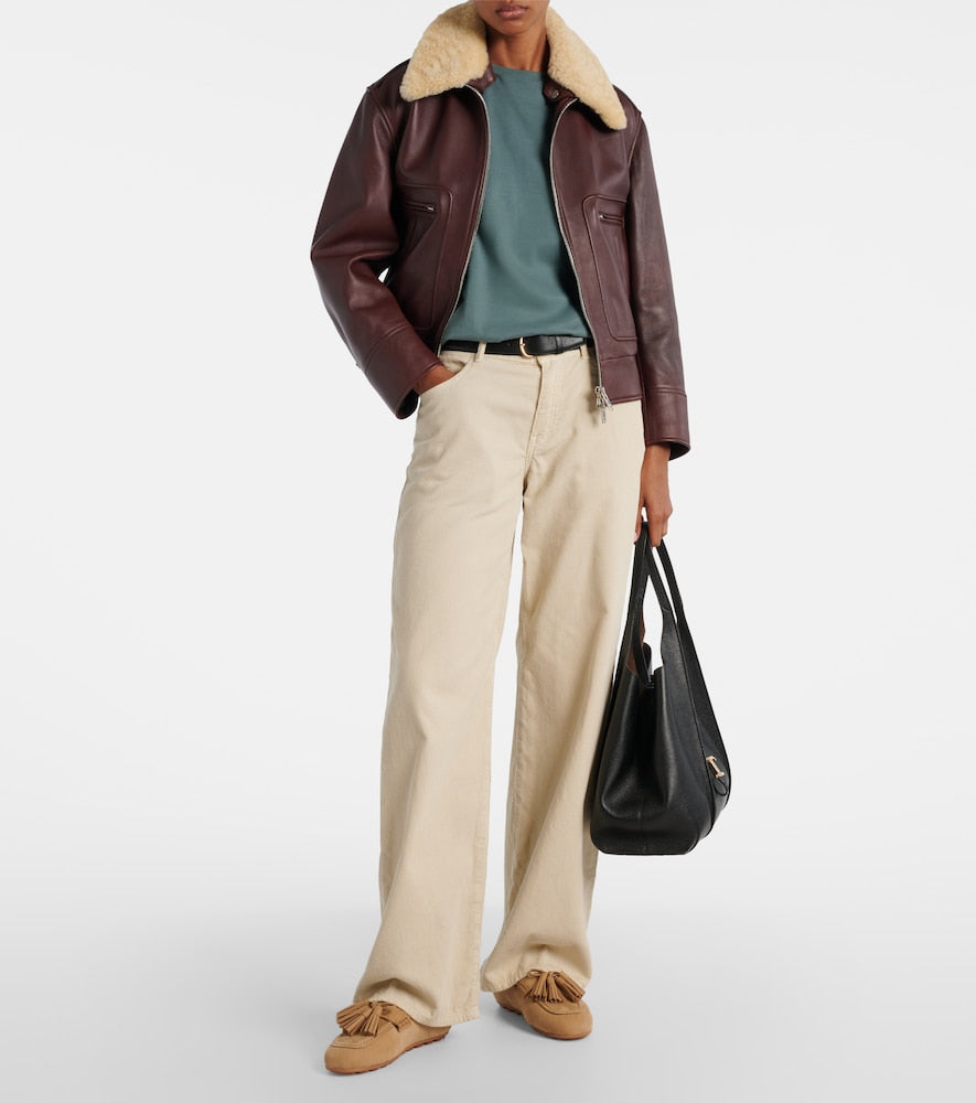 Hogan Hogan H693 shearling-lined leather mules