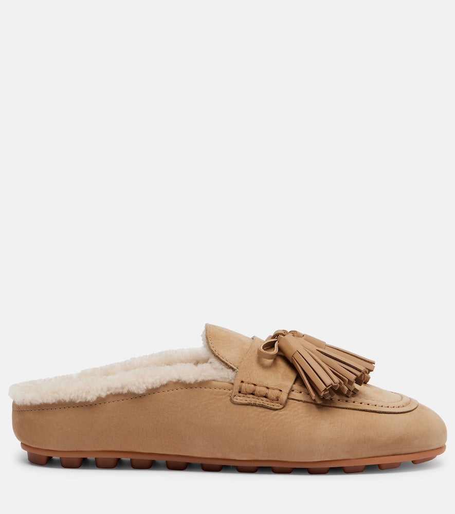 Hogan Hogan H693 shearling-lined leather mules
