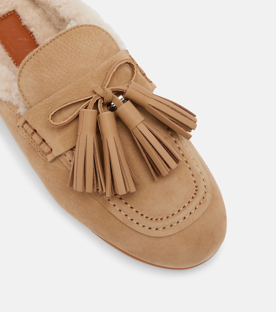Hogan Hogan H693 shearling-lined leather mules