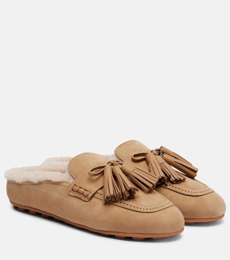 Hogan Hogan H693 shearling-lined leather mules