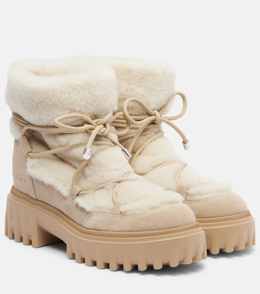Hogan Hogan H700 shearling-trimmed suede ankle boots