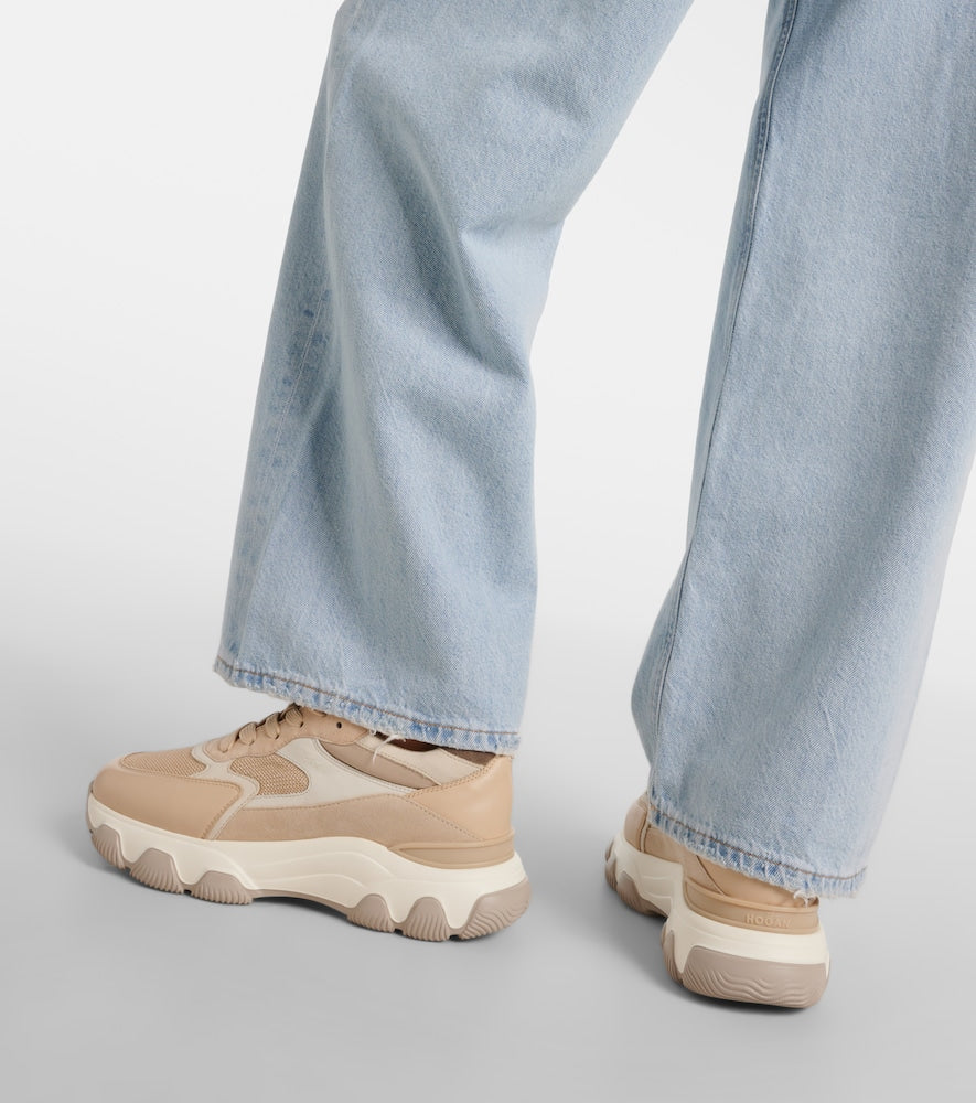 Hogan Hyperactive suede-trimmed leather sneakers
