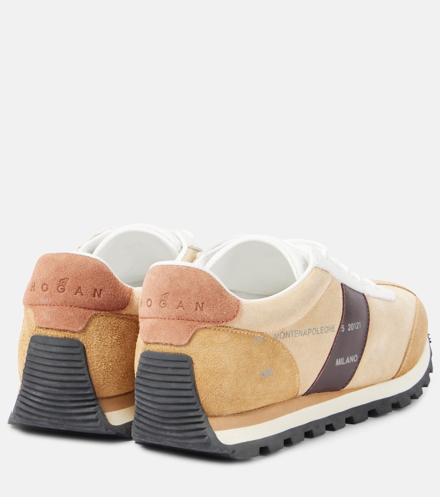 Hogan Leather-trimmed suede sneakers
