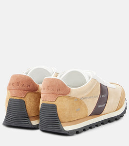 Hogan Leather-trimmed suede sneakers