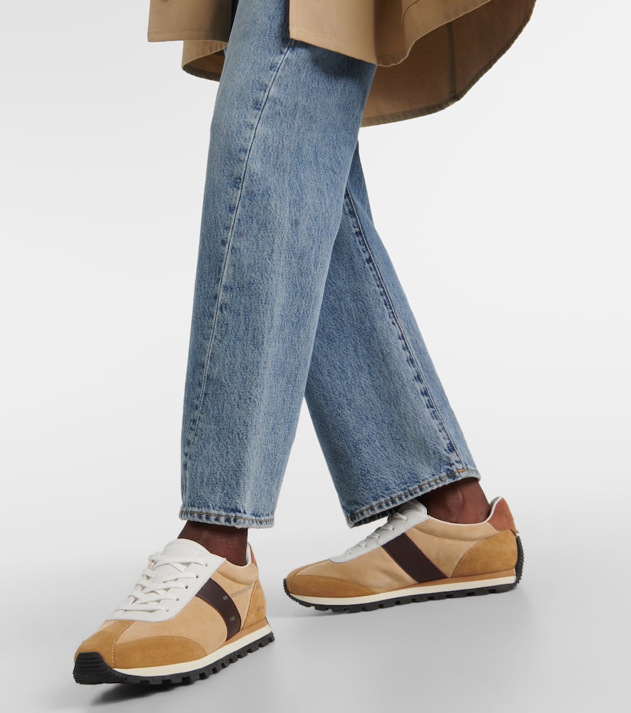 Hogan Leather-trimmed suede sneakers