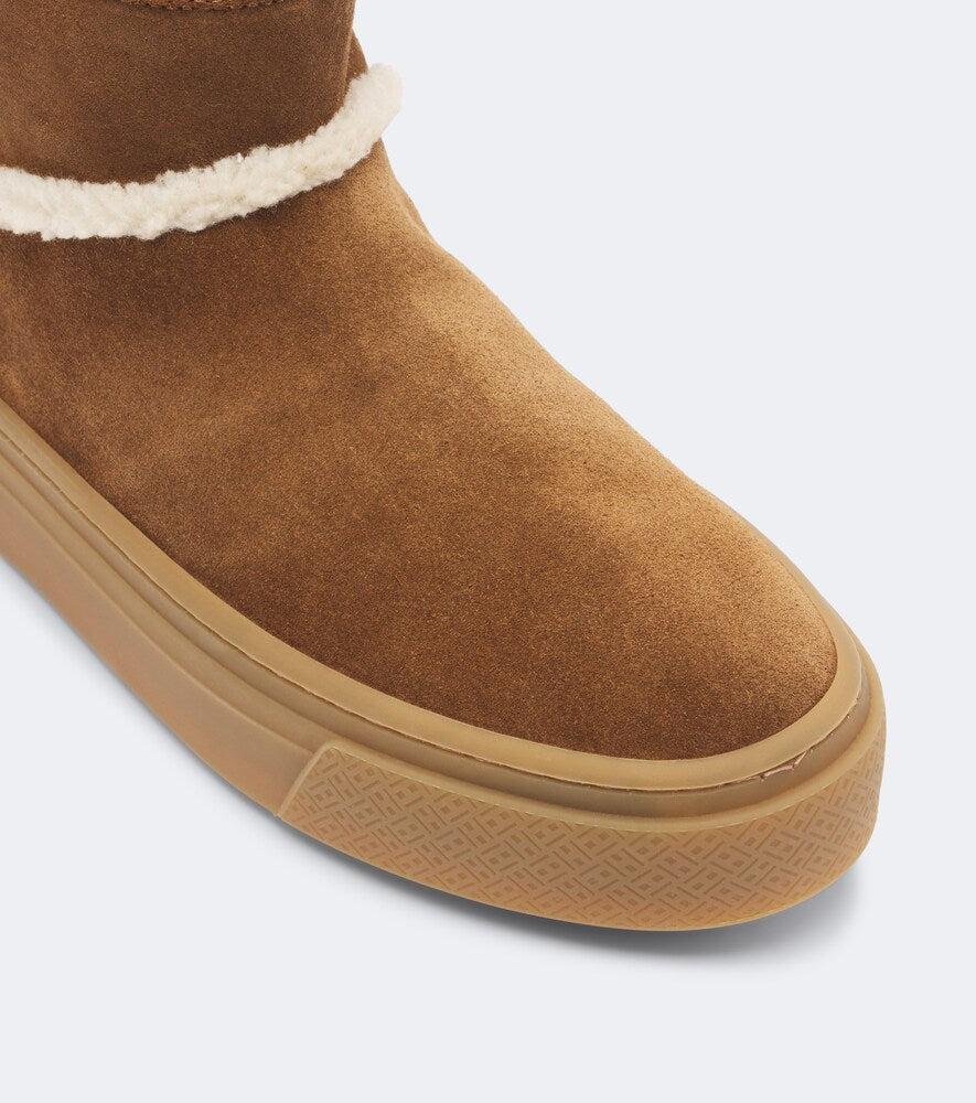 Hogan H705 shearling-trimmed suede ankle boots (Brown) - Flat Boots