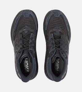 Hoka One One Clifton LS leather-trimmed mesh sneakers