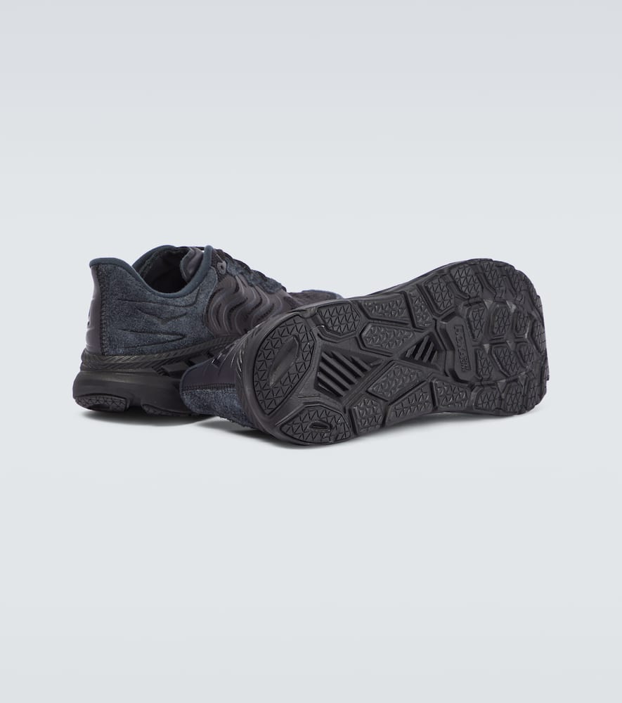 Hoka One One Clifton LS leather-trimmed mesh sneakers