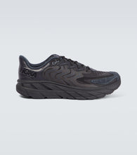 Hoka One One Clifton LS leather-trimmed mesh sneakers