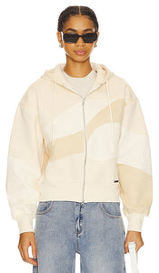 House of Sunny Patchwork Landscape Hoodie in Beige