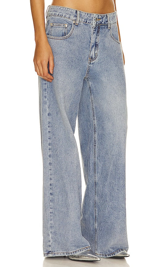 House of Sunny Sandblast Wide Leg Denim in Blue