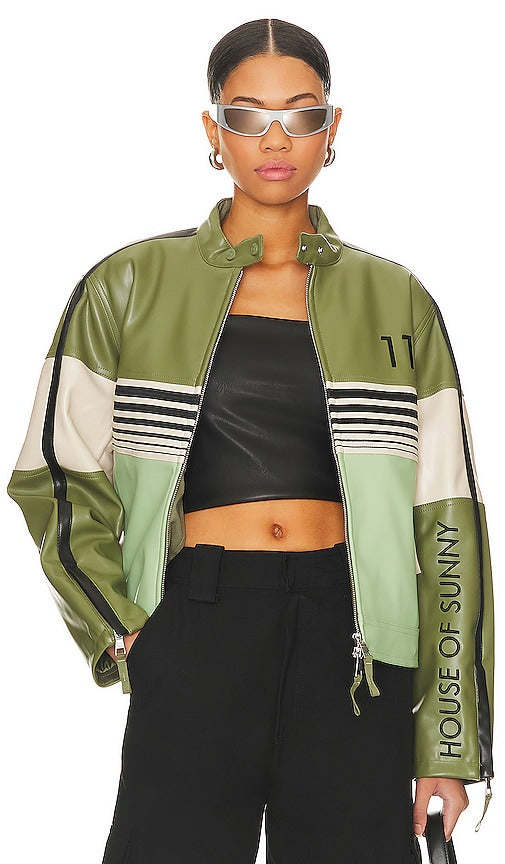 House of Sunny The Racer Jacket in Green - House of Sunny - Veste The Racer en vert - House of Sunny 绿色赛车夹克 - House of Sunny The Racer Jacke in Grün - House of Sunny 더 레이서 재킷 - House of Sunny La giacca Racer in verde