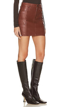 Hudson Jeans Cargo Faux Leather Viper Skirt in Cognac