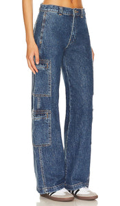 Hudson Jeans High Rise Welt Pocket Cargo Wide Leg in Blue