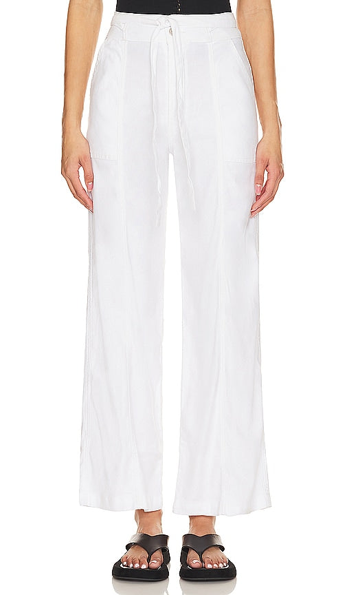 Hudson Jeans Tie Waist Wide Leg in White - Hudson Jeans - Jambe large avec lien à la taille - Blanc - Hudson Jeans 白色系带阔腿裤 - Hudson Jeans mit weitem Bein und Bindegürtel in Weiß - Hudson Jeans 타이 웨이스트 와이드 레그 화이트 색상 - Hudson Jeans Cravatta in vita con gamba larga in bianco