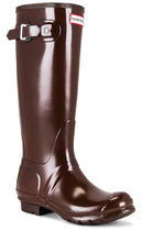 Hunter Original Tall Gloss Boot in Chocolate