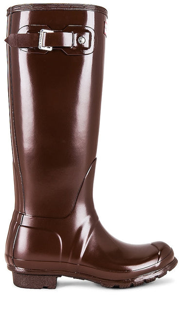 Hunter Original Tall Gloss Boot in Chocolate - Botte haute brillante Hunter Original en chocolat - Hunter Original 巧克力色高筒光泽靴子 - Hunter Original Hoher Glanzstiefel in Schokolade - Hunter 오리지널 톨 글로스 부츠 초콜릿 색상 - Stivale alto lucido Hunter Original in cioccolato