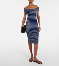 Hunza G Grace striped off-shoulder midi dress