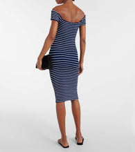 Hunza G Grace striped off-shoulder midi dress