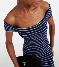 Hunza G Grace striped off-shoulder midi dress