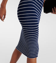 Hunza G Grace striped off-shoulder midi dress