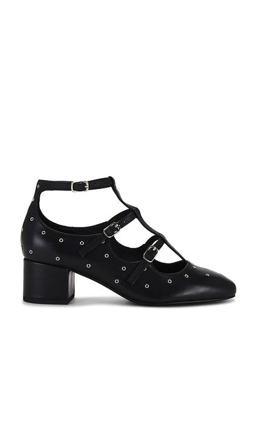 INTENTIONALLY BLANK Pickle Heel in Black | Black Mary Jane Flats for Women