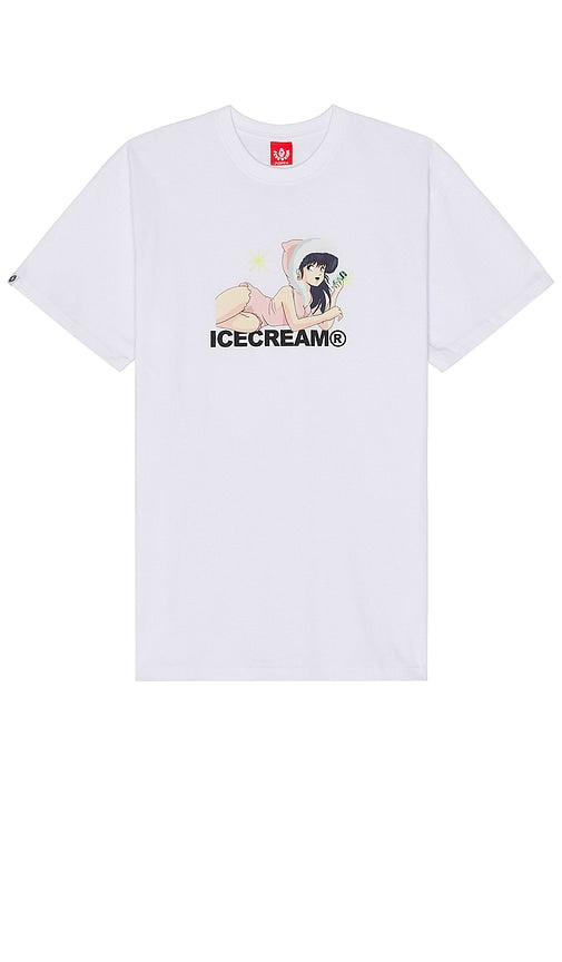 ICECREAM Coat Short Sleeve Tee in White - ICECREAM Manteau T-shirt à manches courtes en blanc - ICECREAM 白色外套短袖 T 恤 - ICECREAM Coat Kurzarm-T-Shirt in Weiß - ICECREAM 코트 반팔 티셔츠 화이트 색상 - T-shirt a maniche corte con cappotto GELATO in bianco