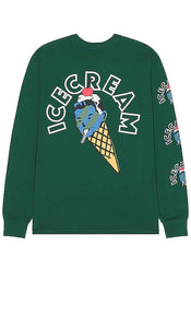 ICECREAM Cone Man Long Sleeve Tee in Dark Green