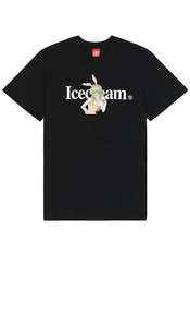 ICECREAM Running Dog Glasses Tee in Black - T-shirt à lunettes pour chien Running ICECREAM en noir - ICECREAM 黑色跑狗眼镜 T 恤 - ICECREAM Running Dog Glasses T-Shirt in Schwarz - ICECREAM Running Dog 안경 티셔츠 블랙 색상 - Maglietta con occhiali per cani da corsa ICECREAM in nero