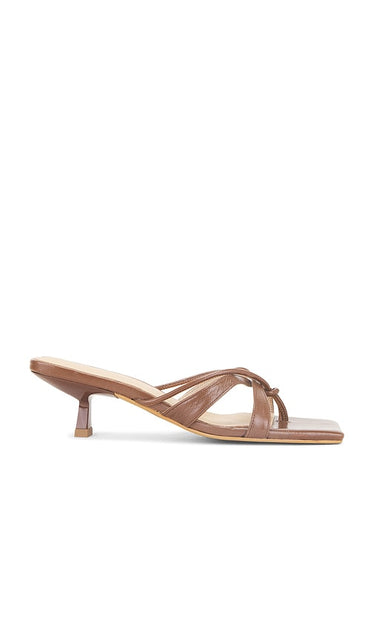 INTENTIONALLY BLANK Eli Sandal in Brown | Chestnut Open Toe Mules for Women