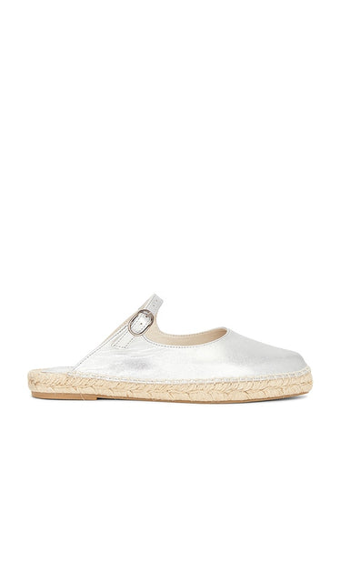 INTENTIONALLY BLANK Reports Flat in Metallic Silver, grey | Mecury Flat Espadrilles for Women