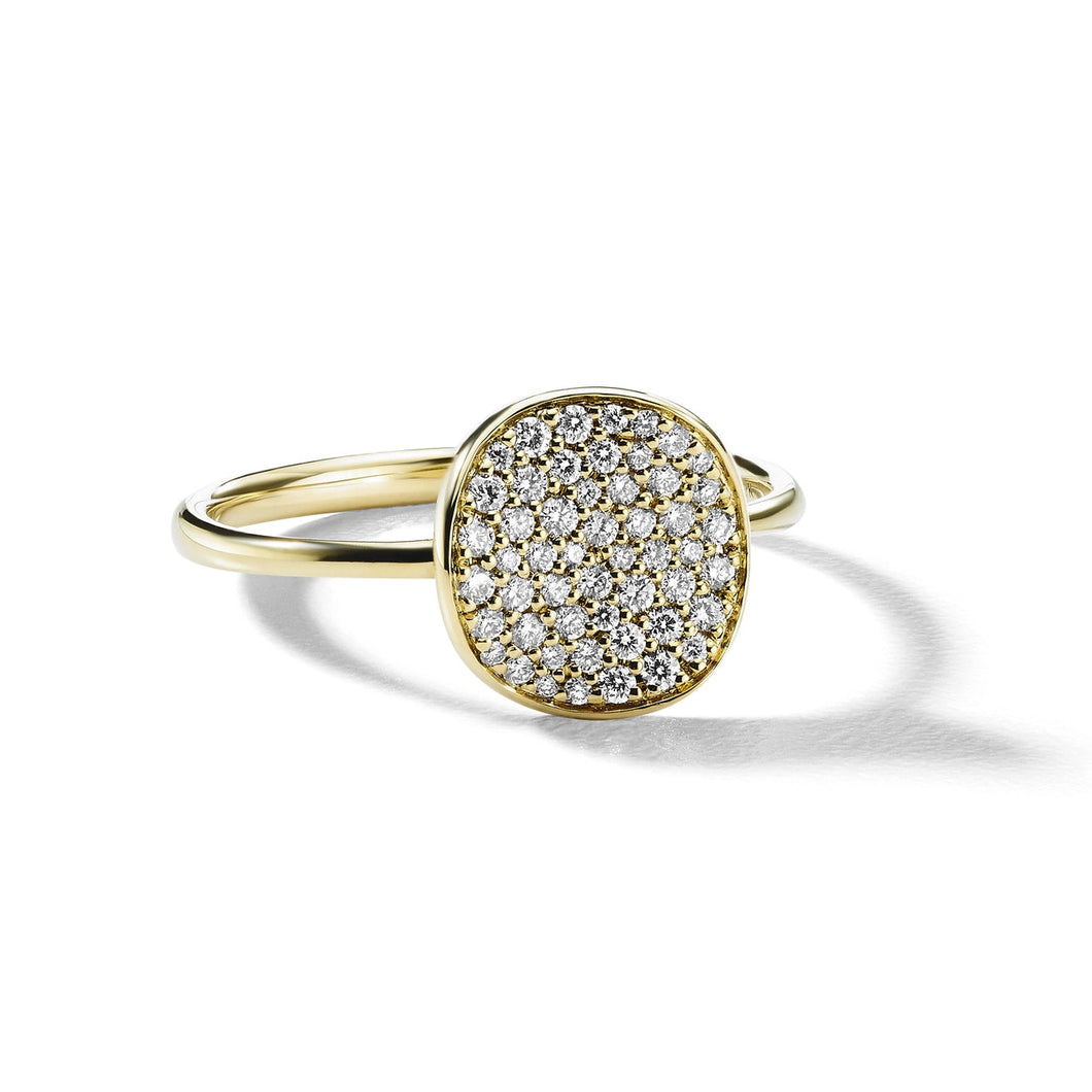 IPPOLITA 1/4ctw Diamond Small Flower Yellow Gold Disc Ring - Size 7 - STARDUST