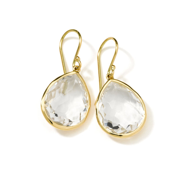 IPPOLITA Clear Quartz Medium Teardrop Earrings in Yellow Gold - ROCK CANDY