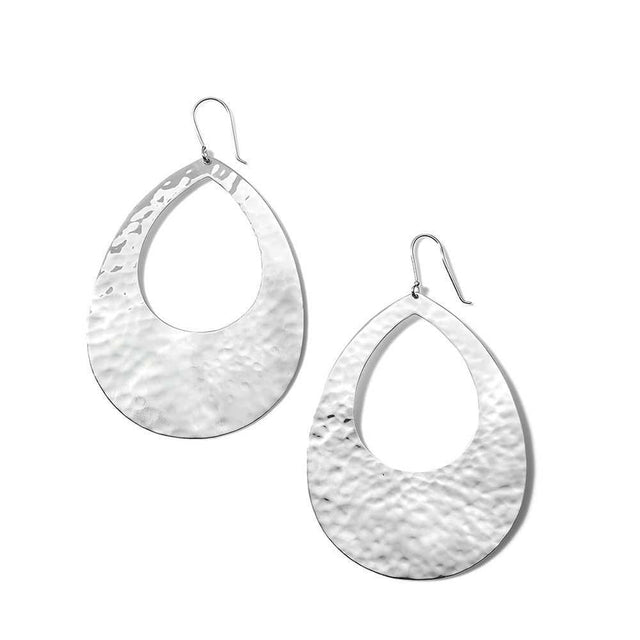 IPPOLITA Crinkle Hammered Large Open Teardrop Earrings in Sterling Silver - CLASSICO