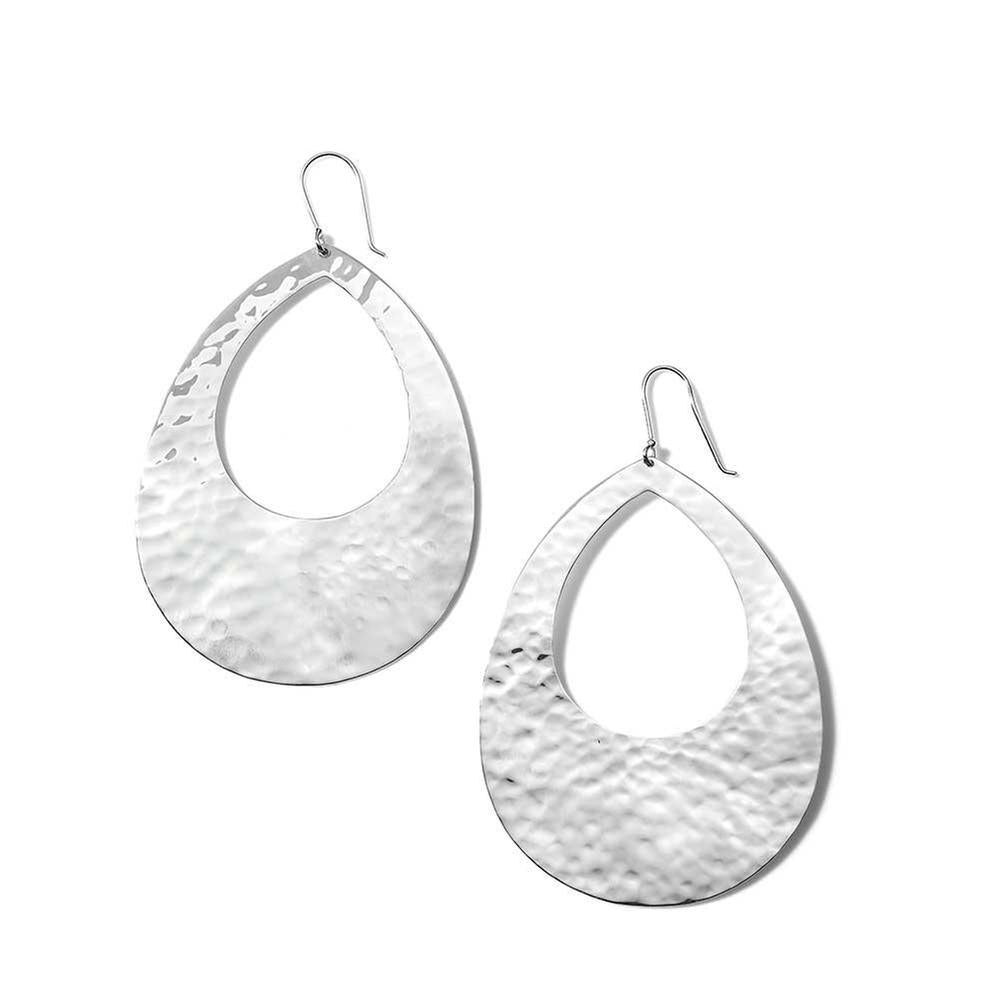 IPPOLITA Crinkle Hammered Large Open Teardrop Earrings in Sterling Silver - CLASSICO