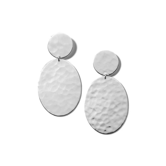 IPPOLITA Crinkle Hammered Oval Snowman Earrings in Sterling Silver - CLASSICO