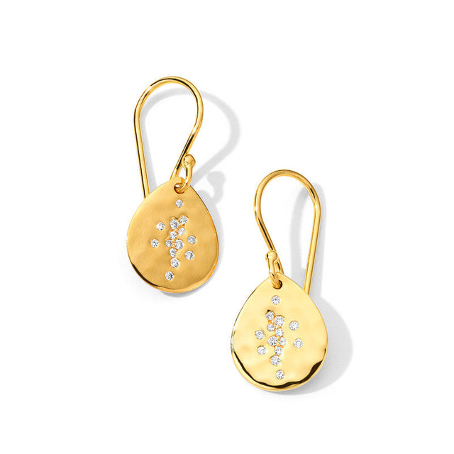 IPPOLITA Crinkle Small Teardrop Earrings in Yellow Gold with Diamonds - STARDUST