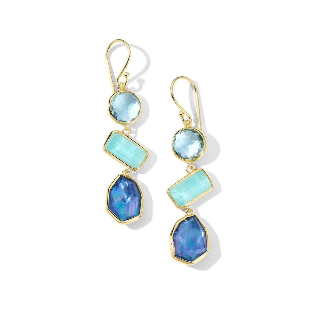 IPPOLITA Large 3-Stone Yellow Gold Drop Earrings in Waterfall - ROCK CANDY