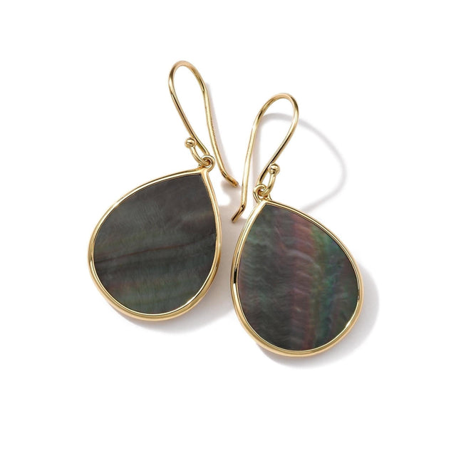 IPPOLITA Mini Teardrop Yellow Gold Earrings in Black Shell - POLISHED ROCK CANDY