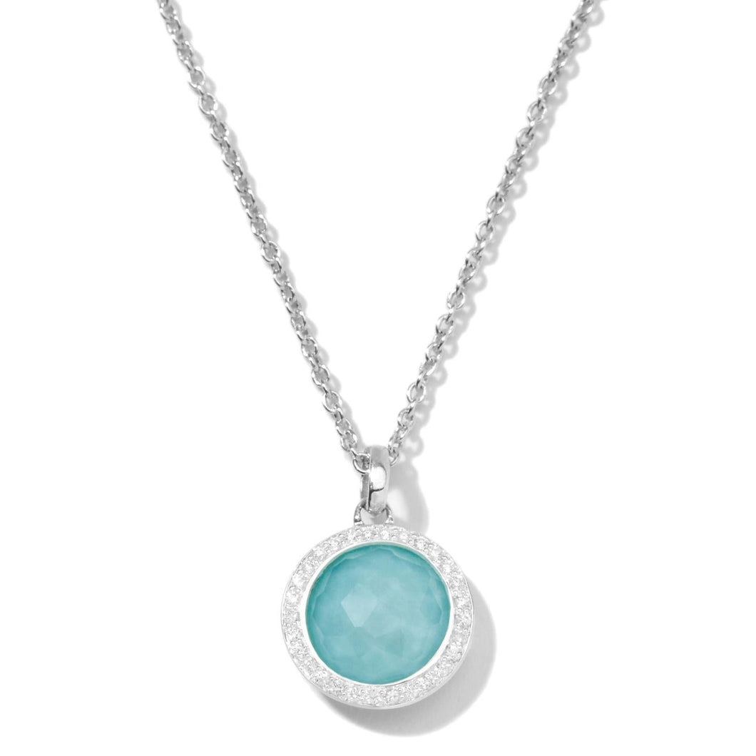 IPPOLITA Mini Turquoise Pendant Necklace in Sterling Silver with Diamonds 1/8ctw - LOLLIPOP