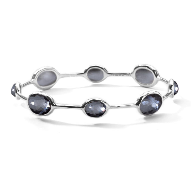 IPPOLITA Silver Eight-Stone Bangle Bracelet in Hematite Doublet - ROCK CANDY