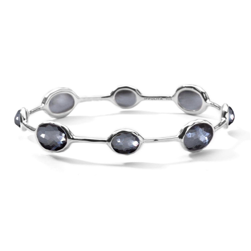 IPPOLITA Silver Eight-Stone Bangle Bracelet in Hematite Doublet - ROCK CANDY