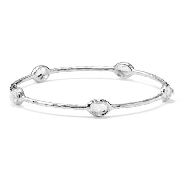 IPPOLITA Silver Five-Stone Bangle Bracelet in Clear Quartz - ROCK CANDY