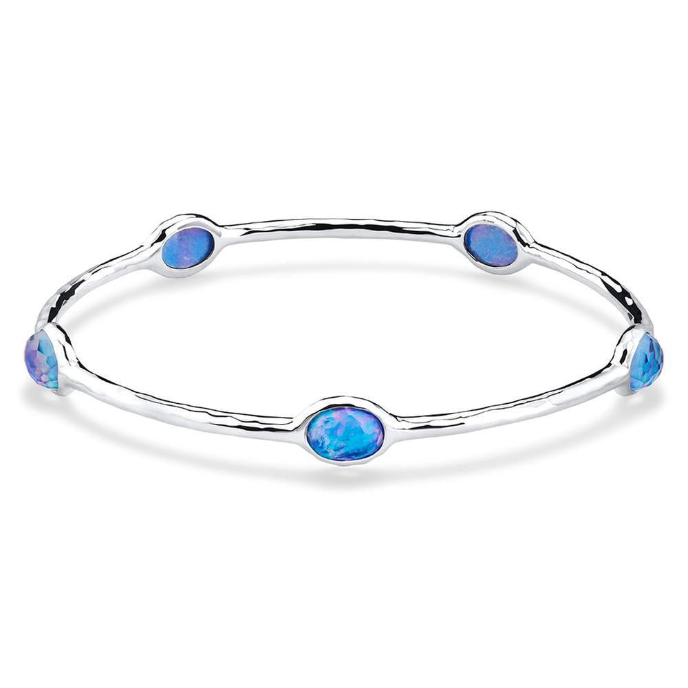 IPPOLITA Silver Five-Stone Bangle Bracelet in Lapis Triplet - ROCK CANDY