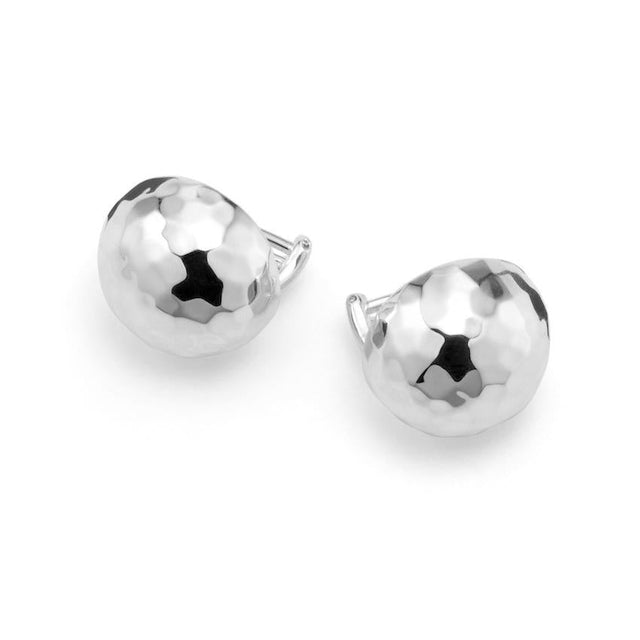 IPPOLITA Silver Half Hammered Clip Earrings - CLASSICO