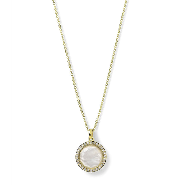 IPPOLITA Small Mother-of-Pearl Pendant Necklace in Yellow Gold with Diamonds - LOLLIPOP