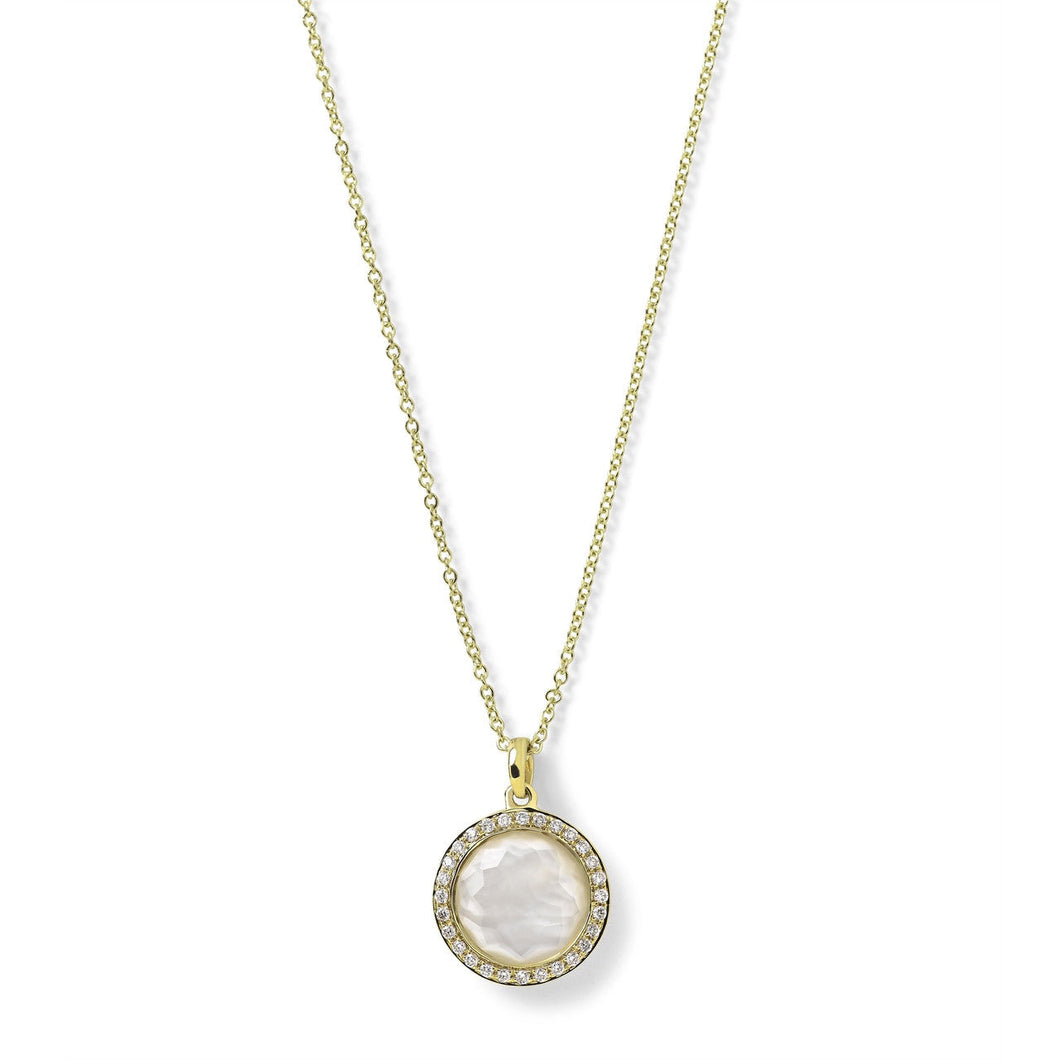 IPPOLITA Small Mother-of-Pearl Pendant Necklace in Yellow Gold with Diamonds - LOLLIPOP