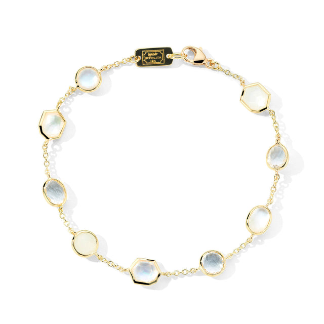 IPPOLITA White Moonstone and Mother-of-Pearl 9-Stone Bracelet in Yellow Gold - ROCK CANDY
