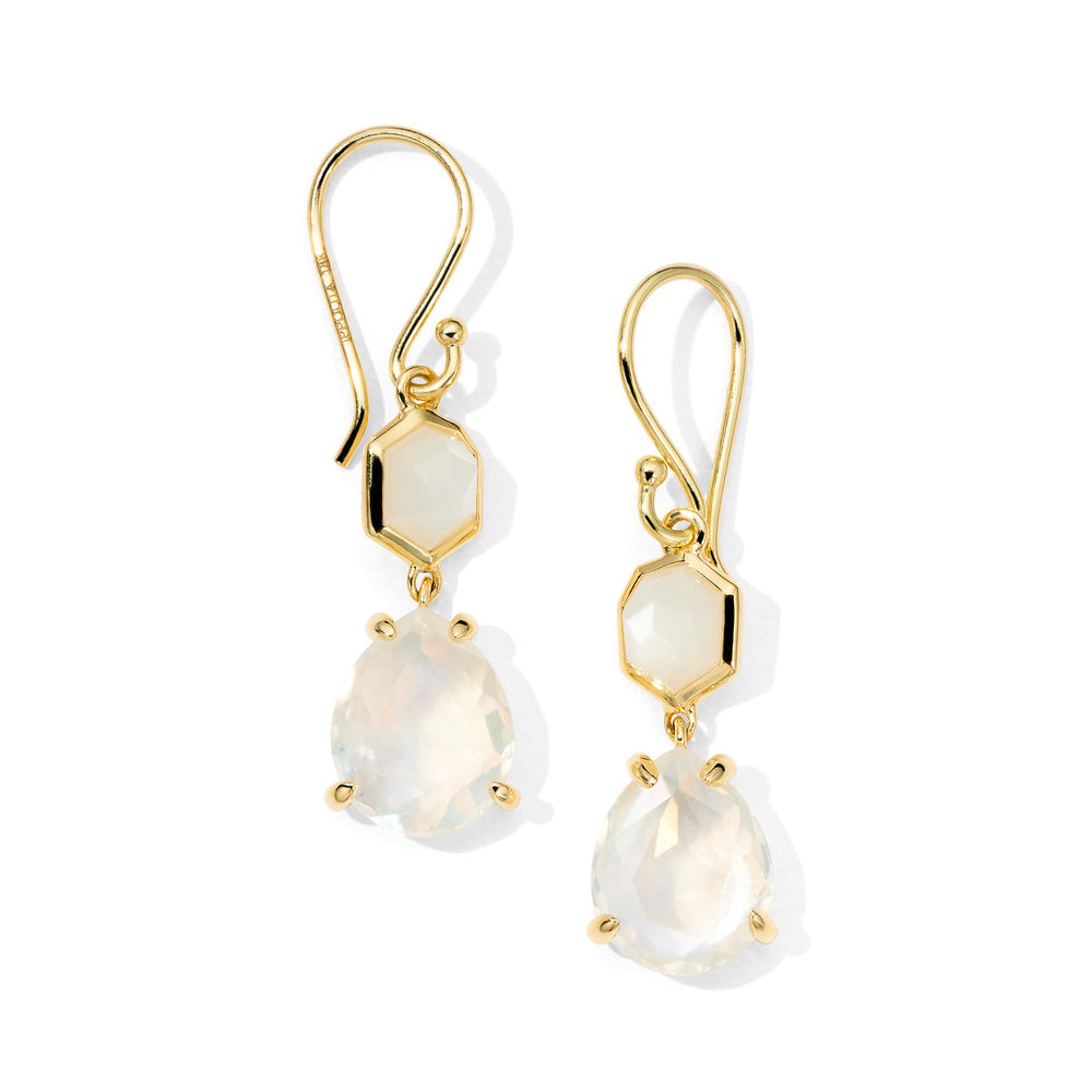 IPPOLITA White Moonstone and Mother-of-Pearl Small Snowman Earrings in Yellow Gold - ROCK CANDY