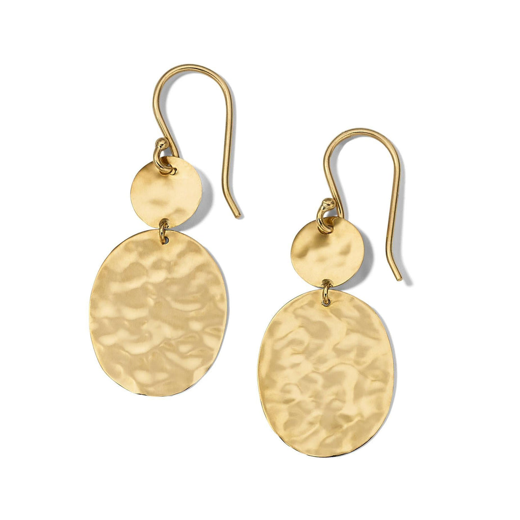 IPPOLITA Yellow Gold Crinkle Oval Drop Earrings - CLASSICO